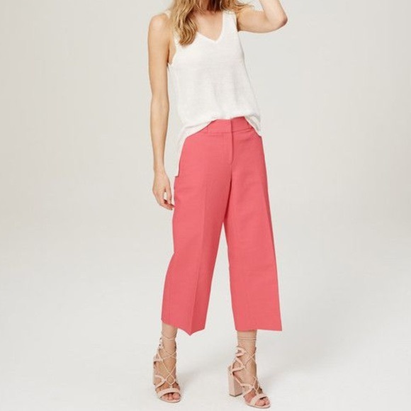 LOFT Pants - LOFT- Coral Wide Leg Crop